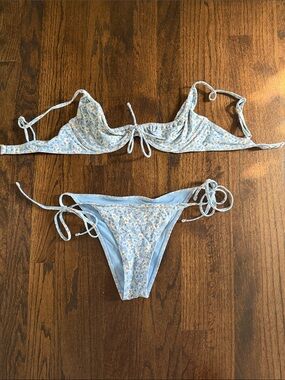 Abercrombie & Fitch Light Blue Floral Tie-String Bikini